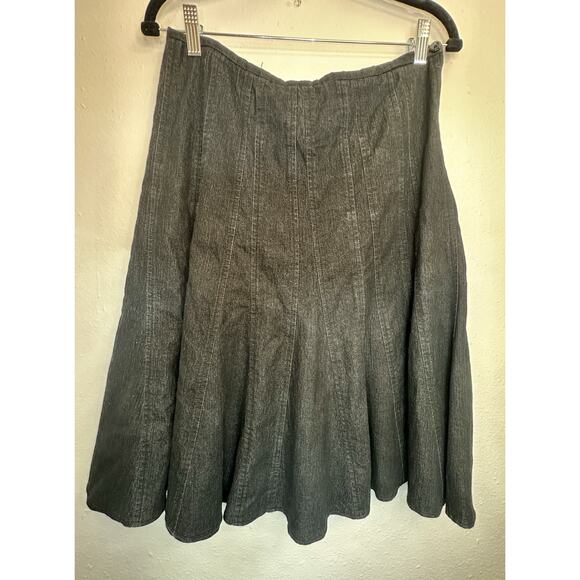 Vtg Dark Blue Denim Pleated Stretch Midi Skirt Size 6 Larry Levine - Picture 8 of 8